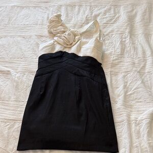 Jessica McClintock Black and Cream Midi Dress